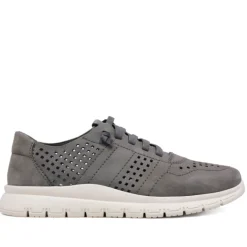 Zapatos sport Walk & Fly grises verdosas oscuras de piel perforada y plantilla piel