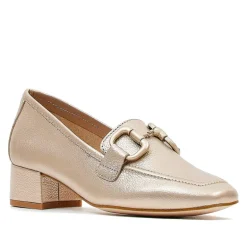 Zapatos tacón Redlove bajos cassandra dorados con detalle delante de piel