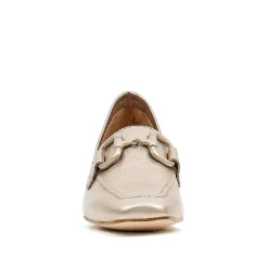 Zapatos tacón Redlove bajos cassandra dorados con detalle delante de piel