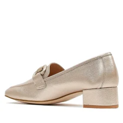Zapatos tacón Redlove bajos cassandra dorados con detalle delante de piel