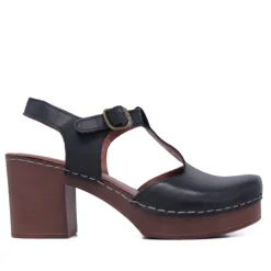 Zapatos tacón Redlove negros Elara con tira delantera y cogida al tobillo
