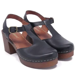 Zapatos tacón Redlove negros Elara con tira delantera y cogida al tobillo